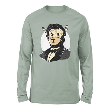 Lincoln Llama Men/Unisex Drop Shoulder Sweatshirt in Dusty Blue color